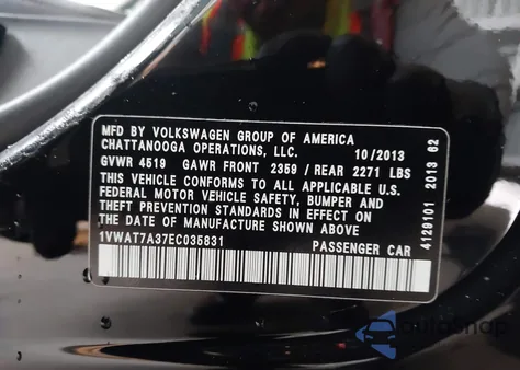 2014 Volkswagen Passat 1.8T Wolfsburg Edition из США, поврежденный, VIN 1VWAT7A37EC035831